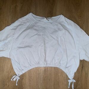Zara White Short Sleeve Tee with Drawstring